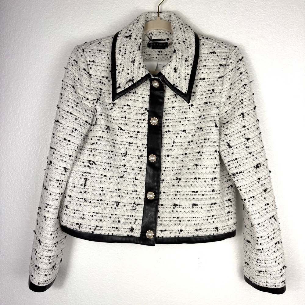 Alice and Olivia Renea crop blazer tweed size M - Picture 2 of 9